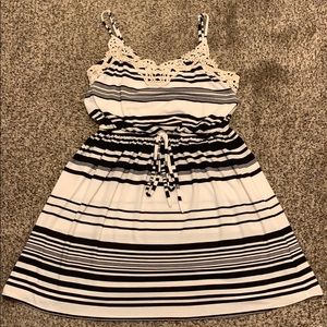 Striped black and white dress.
